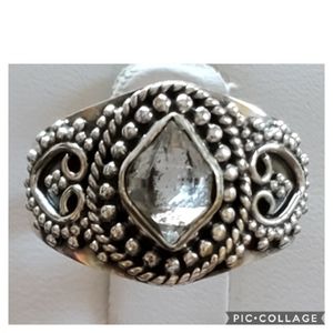 Genuine 2ct Herkimer Diamond Heart Ring Size 7.5